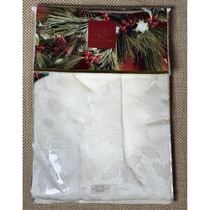 Lenox‎ Holiday Nouveau Tablecloth 60x84" Oblong Rectangle Christmas Holly Ribbon
